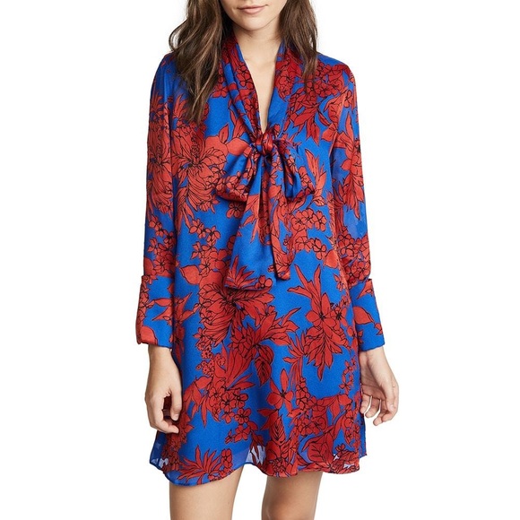 Alice & Olivia Gwenda Floral Tie Neck Dress - Picture 1 of 8